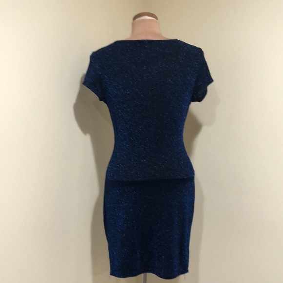 Francesca’s Collection See You Monday Dress Size XL Black Metallic Blue Stripes - Picture 6 of 10